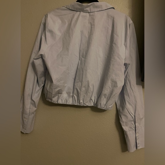 Abercrombie & Fitch Long-Sleeve Poplin Wrap Top - Picture 8 of 9